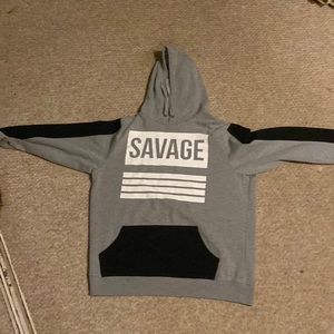 Grey white and black savage hoodie size L
